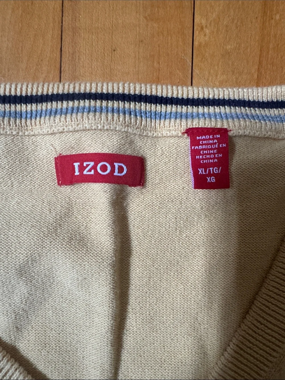 Izod Men's V-Neck lightweight Sweater in saffron yellow mens XL